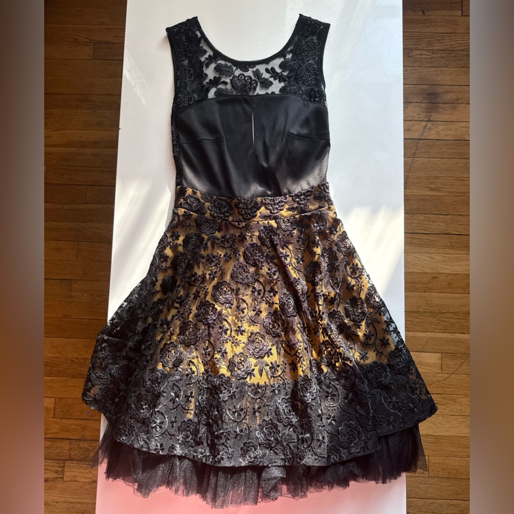 Lace black and gold tutu dress